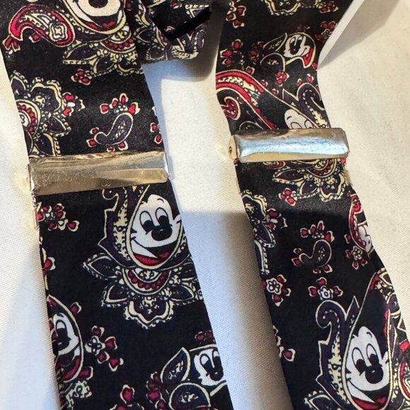 🎩 Rare Vintage Disney Mickey Mouse Paisley 100% Silk Suspenders 🎩 - Picture 10 of 16